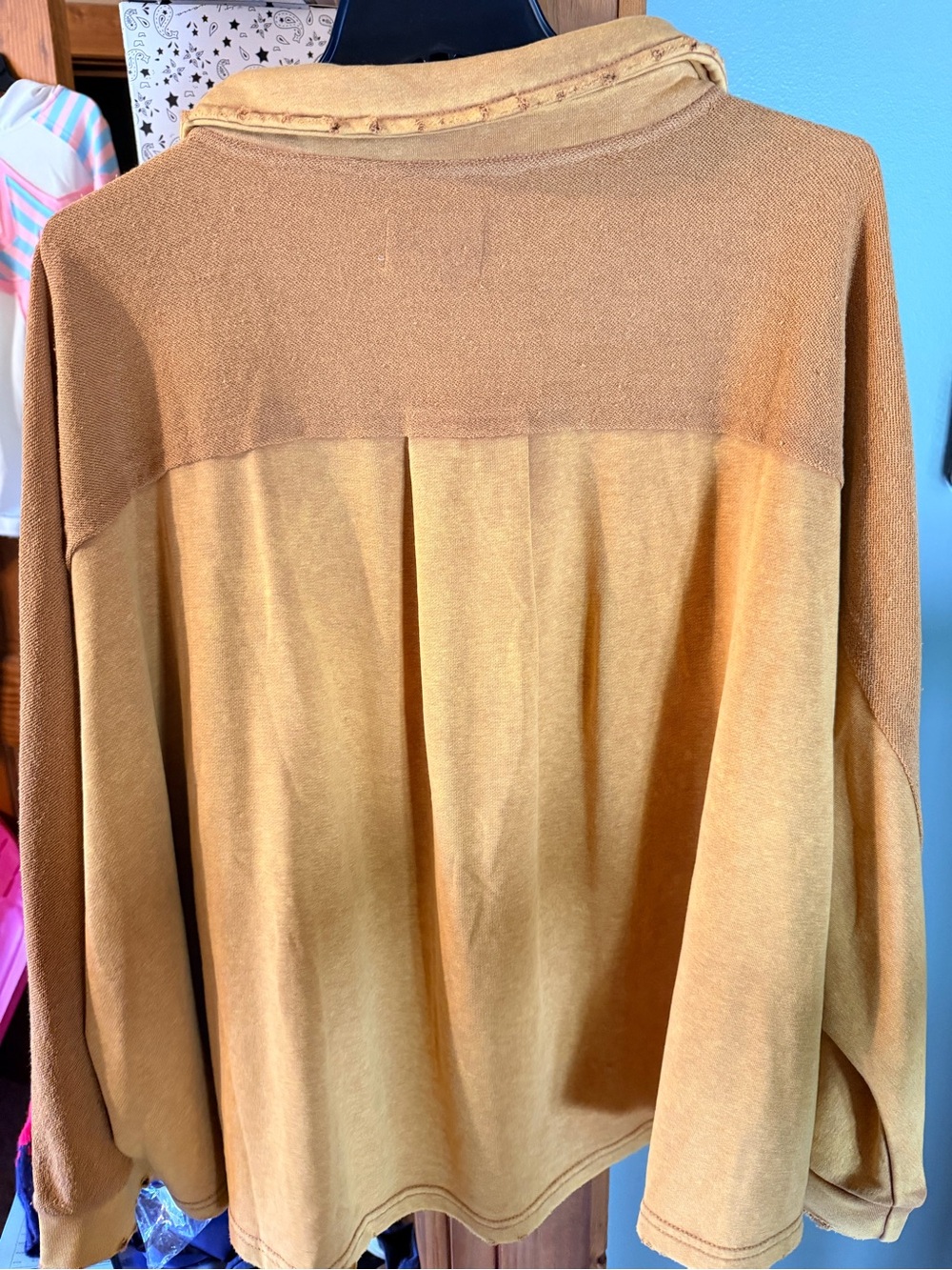 Oli & Hali Mustard Button-Front Pocket Shacket - Picture 4 of 5